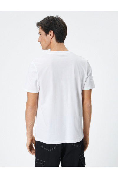 Koton Βαμβακερό μπλουζάκι με στάμπα με λαιμόκοψη