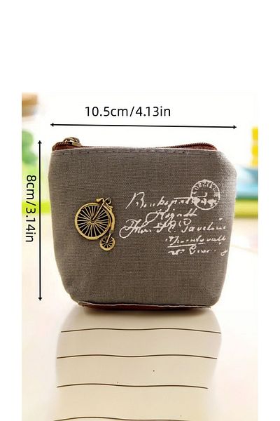 DOODLE Retro Decorated Comfortable Coin Purse, Portable Zippered Key Card Headset Bag, Daily