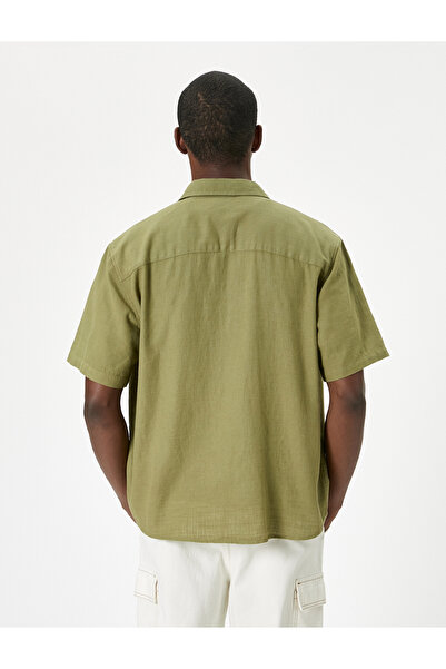 Koton Sommerhemd mit kurzen Ärmeln, klassischem Kragen und Knopfleiste aus Baumwolle, reguläre Passform