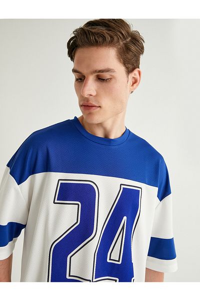 Koton College Printed Oversize T-Shirt - Crew Neck, Short Sleeve