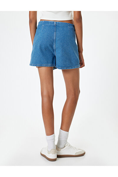 Koton Mini Kot Şort Etek Düğmeli Dikiş Detaylı Rahat Kesim