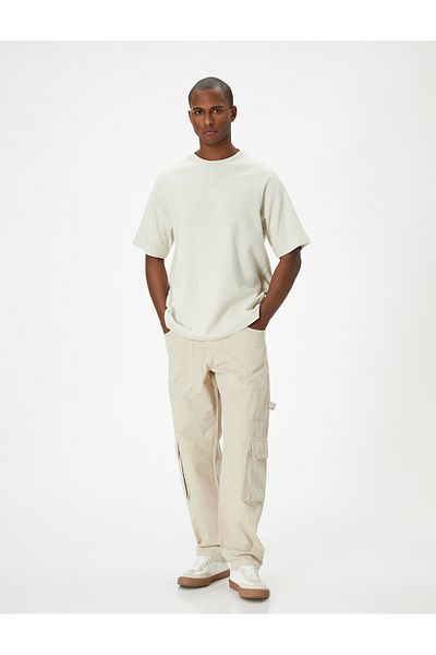 Koton Wide Leg Cargo Pants - Pockets and Buttons