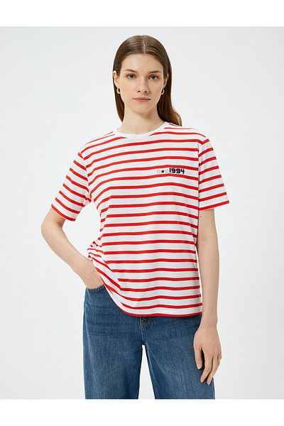 Koton Crew Neck Printed Cotton Short Sleeve T-Shirt
