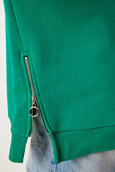 Lovelyİstanbul Φούτερ με φερμουάρ σε σκούρο πράσινο χρώμα - LUB0003