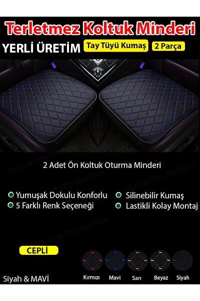Nuryak Oto Aksesuar Set de perne pentru Nissan Primera P12 2001-2008 7 piese - Anti-transpirație Negru Albastru