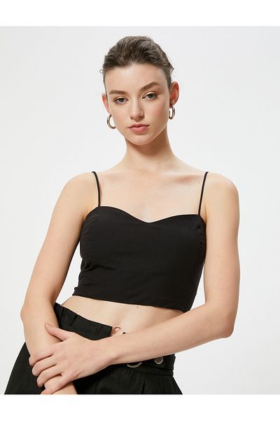 Koton Srdíčkový límec Cotton Slim Fit Crop Top - Strappy