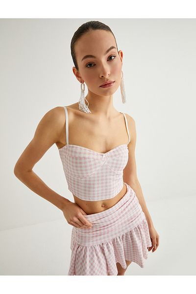 Koton Crop-Top mit Herzkragen und dünnen Trägern