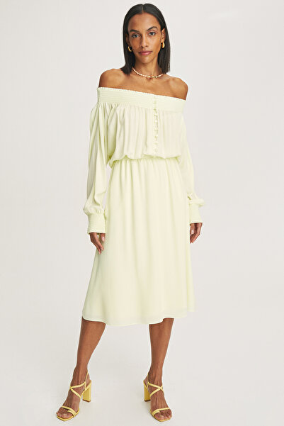 Perspective Φόρεμα Olivia Regular Fit Boat Neck Lemon Lemon από το γόνατο