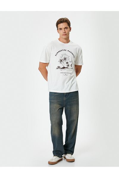 Koton Regular Fit aus Baumwolle – kurzärmliges T-Shirt mit Rundhalsausschnitt und Aufdruck