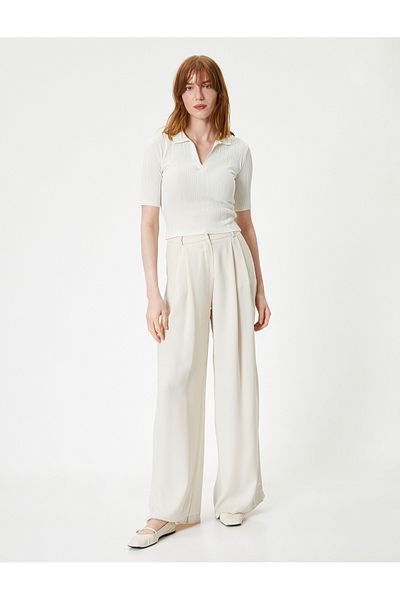 Koton Polo Neck Sweater Knitwear Crop Short Sleeve