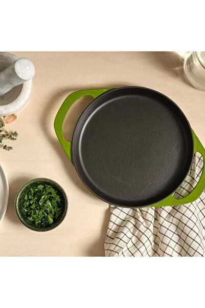 Sürel Pot Art, Round Flat Pan, 22 Cm, Bright Dark Green