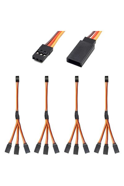Choice 20mm 1to3 Servo Y Harness Splitter Cable 3 Pin Connector Wire Male To Female 4 Way Extension Lead Co
