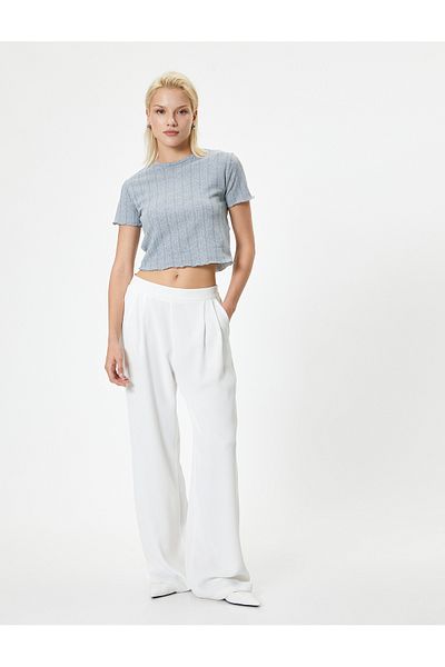 Koton Crew Neck Short Sleeve Basic Textured T-Shirt