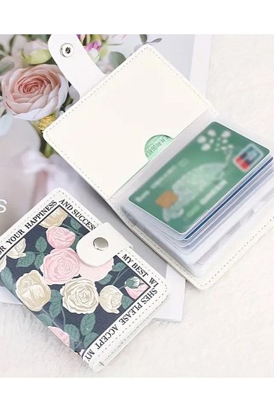 DOODLE Vintage Style Women's Credit Card Wallet with Floral Pattern, Compact Card Holder with Multiple Slots
