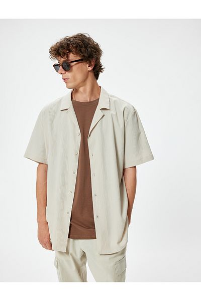 Koton Short Sleeve Shirt Button down Cotton Blend Regular Fit