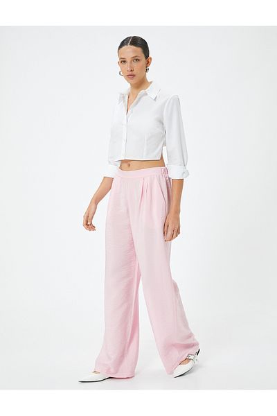 Koton High Waist Pocket Viscous Palazzo Trousers