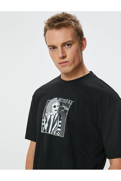 Koton Beetlejuice Licensed Oversize T-shirt - κοντό μανίκι, λαιμόκοψη