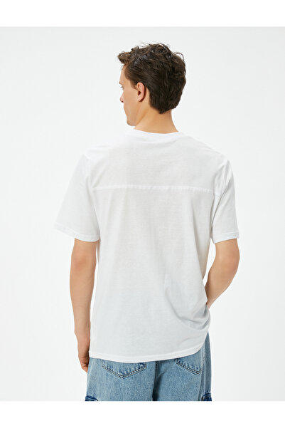 Koton Βαμβακερό μπλουζάκι με στάμπα με λαιμόκοψη