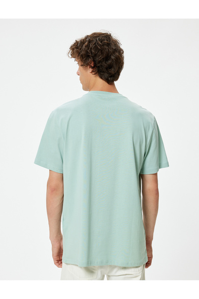 Koton Μπλουζάκι με λαιμόκοψη Basic βαμβακερό κοντό μανίκι