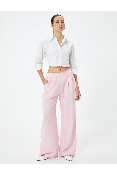 Koton High Waist Pocket Viscous Palazzo Trousers