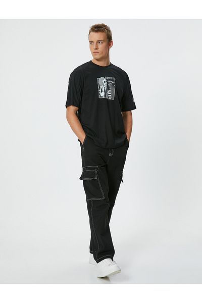 Koton Beetlejuice Licensed Oversize T-shirt - κοντό μανίκι, λαιμόκοψη
