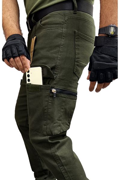 Polviton Ανδρικό παντελόνι Cargo Tactical Combat Slim Fit Χακί Πράσινο Lycra Ευέλικτο