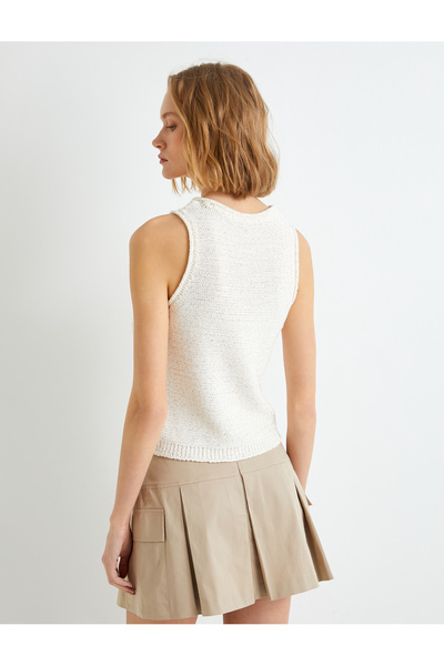 Koton Glitzer-Strick-Unterhemd mit Rundhalsausschnitt