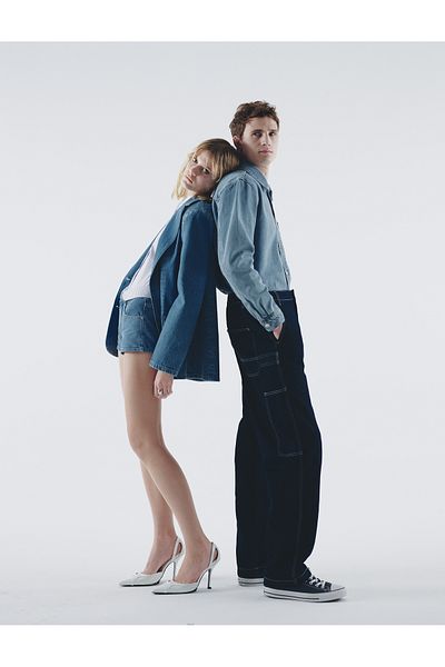 Koton Jeans-Blazer-Jacke, zweireihig, bequeme Passform mit Taschendetail