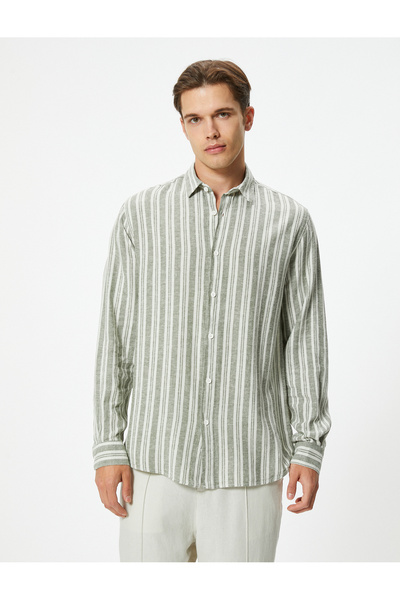 Koton Vászon kevert hosszú ujjú ing - gombos