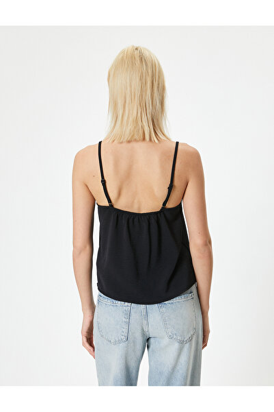 Koton Ruffled Thin Strap Tank Top with Aerobin Fabric - Loose Fit