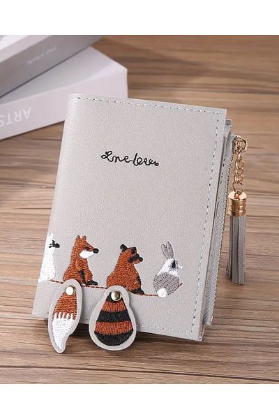 DOODLE Cute Cartoon Wallet with Tassel, Zipper, Foldable and Compact