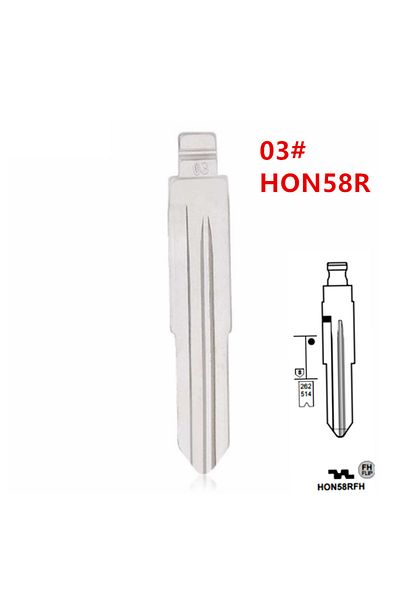 Choice 10pcs 03# HON58R HON58RFH right side Metal Uncut Blank Flip Remote Key Blade For HOnda for keydiy...