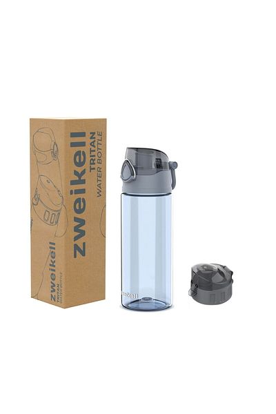 zweikell زجاجة مياه Rosso Jr Switch Charcoal 500ml Bpa-Free Tritan غير قابلة للكسر - زجاجة مياه مع حاوية احتياطية