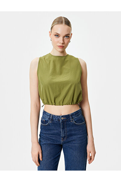 Koton Crop Üst Paraşüt Kumaş Kolsuz Beli Lastikli