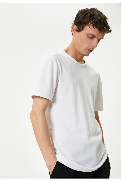 Koton Βασικό T-Shirt Slim Fit Crew Neck Βαμβακερό κοντό μανίκι