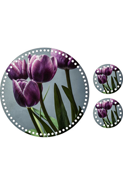 Kelebek 30 cm Desenli Ahşap Tepsi Tabanı, 2Adet Bardak Altlığı