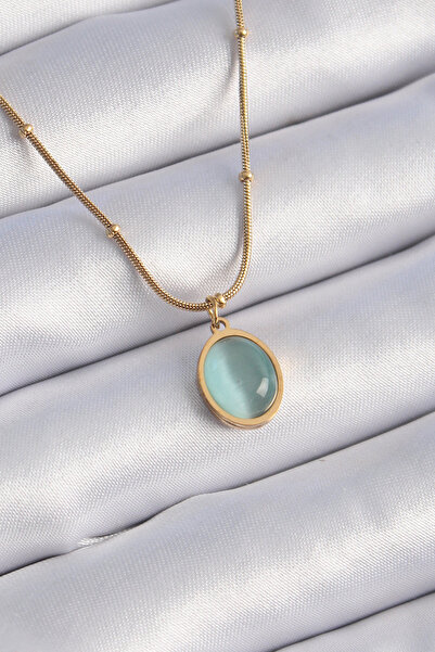 Goşenefmafe 316L الصلب الذهب اللون الأخضر بيرليسسينت قلادة المرأة خمر - TJ-BK...