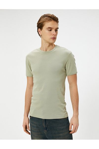 Koton Βασικό T-Shirt Slim Fit Crew Neck Βαμβακερό κοντό μανίκι