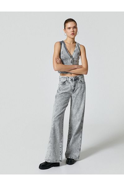 Koton Jeans mit weitem Bein und normaler Taille, Taschen aus Baumwolle - Bianca Jeans