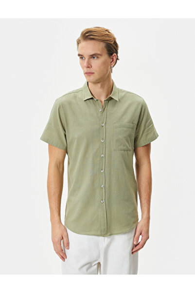 Koton Cămașă cu mânecă scurtă, slim fit, cu guler clasic, cu buzunar cu nasturi