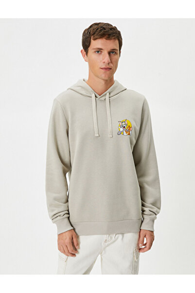 Koton Tom ve Jerry Hoodie Lisanslı Baskılı Uzun Kollu Şardonlu