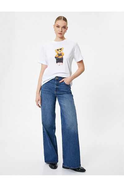 Koton T-Shirt Teddy Bear T-Shirt Crew Crew Krátký rukáv Bavlna