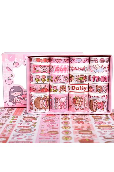 Choice 20 Rolls Cute Girl Washi Tape Set, DIY Aesthetic Masking Sticker, Photo Frame Laptop Keyboard Pho...