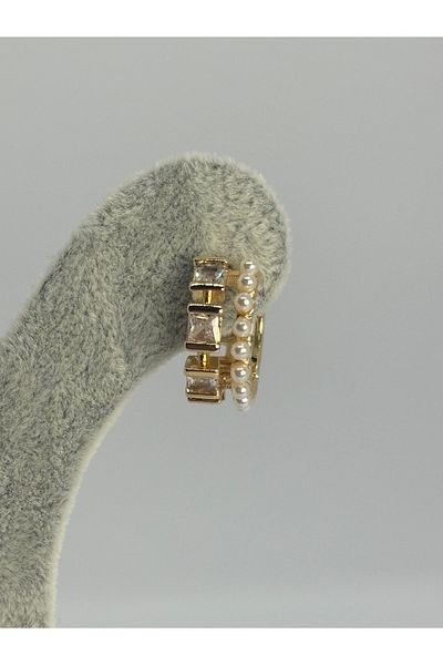 Uzak Işıklar Pearl Steel Hoop Earrings