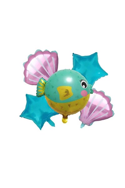 DÜVENCİ TİCARET Okyanus Deniz Canlıları Folyo Balon Set 5 Lİ