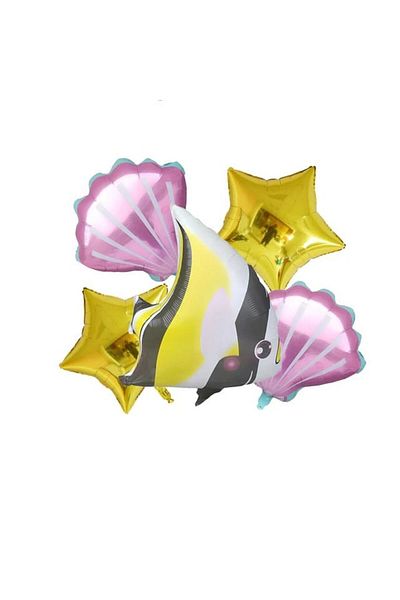 DÜVENCİ TİCARET Ocean Sea Creatures Foil Balloon Set 5 Pieces