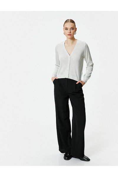 Koton Glittery V-Neck Knitwear Cardigan - Buttoned