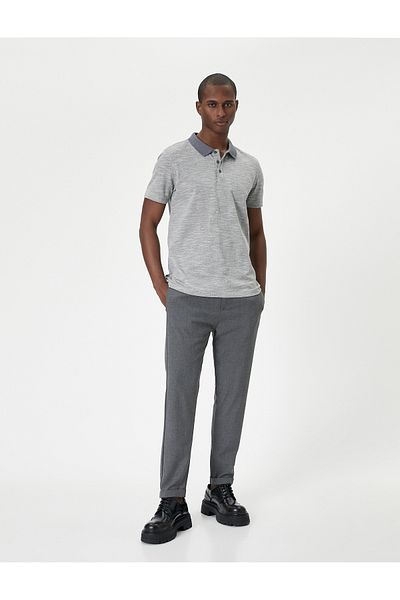 Koton Polo tričko Slim Fit s krátkým rukávem na knoflíky