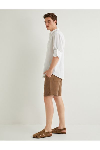 Koton Bermudashorts aus Baumwollmusselin – mit Schnürung in der Taille und Taschendetails