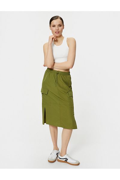 Koton Parachute Skirt with Cargo Pocket, Elastic Waist and Stopper